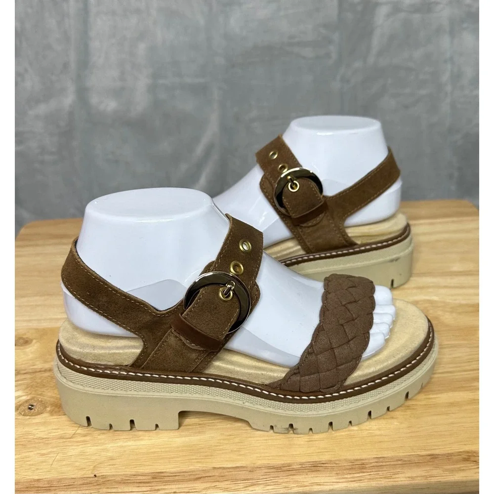 Naot Womens Grove Sandals US 6 Suede Platform Comfort Lug Sole Buckle Brown